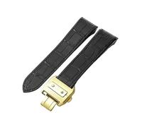 yeziu Cinturino in pelle per orologio Cartier Santos Sandoz serie 100 con fibbia speciale in acciaio inossidabile(Black-Golden-Z8,23mm)
