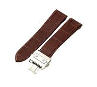 yeziu Cinturino in pelle per orologio Cartier Santos Sandoz serie 100 con fibbia speciale in acciaio inossidabile(Brown-Steel-Z8,24.5mm)