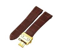 yeziu Cinturino in pelle per orologio Cartier Santos Sandoz serie 100 con fibbia speciale in acciaio inossidabile(Brown-Golden-Z8,20mm)