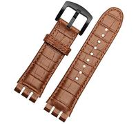 yeziu Cinturino in pelle per orologio da uomo per SWATCH YOS440 449 401 447 con catena in pelle bovina(Light brownb a)