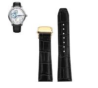 yeziu Cinturino in pelle per orologio Maurice Lacroix MP6528 Pontos PT6158, cinturino in pelle bovina con fibbia pieghevole(Black-gold,22mm)