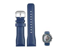 yeziu Cinturino in pelle per orologio Seven Friday T1/01 T3/01 T2/01 Cinturino impermeabile in pelle bovina(Blue silver)