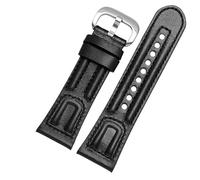 yeziu Cinturino in pelle per orologio vintage Seven Fridays M2/02/P1B/M1/M2/S2/Q2 con interfaccia piatta(Black line silver)