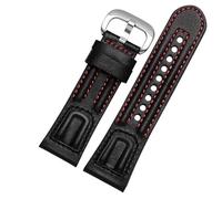 yeziu Cinturino in pelle per orologio vintage Seven Fridays M2/02/P1B/M1/M2/S2/Q2 con interfaccia piatta(Red line silver)