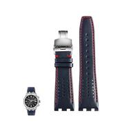 yeziu Cinturino in pelle traspirante per orologio MAURICE LACROIX AIKON AI6007 AI6008 AI6038 AI6058 con maglie in acciaio a sgancio rapido(Blue red,AI6008)