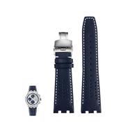yeziu Cinturino in pelle traspirante per orologio MAURICE LACROIX AIKON AI6007 AI6008 AI6038 AI6058 con maglie in acciaio a sgancio rapido(Blue white,AI6038)