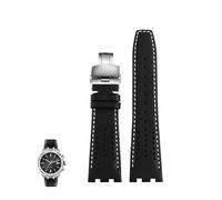 yeziu Cinturino in pelle traspirante per orologio MAURICE LACROIX AIKON AI6007 AI6008 AI6038 AI6058 con maglie in acciaio a sgancio rapido(Black white,AI6038)