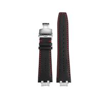 yeziu Cinturino in pelle traspirante per orologio MAURICE LACROIX AIKON AI6007 AI6008 AI6038 AI6058 con maglie in acciaio a sgancio rapido(Steel link-Black red,AI6007)