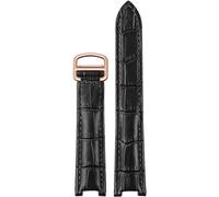 yeziu Cinturino in vera pelle per Cartier PASHA W3108 / HPI004 Cinturino per orologio concavo da donna con fibbia pieghevole(Black Rose Gold,18.10mm)