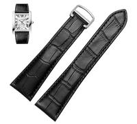 yeziu Cinturino In Vera Pelle Per Orologio Meccanico Cartier Tank Claire London Solo. Accessori.(Black- silver,25mm)