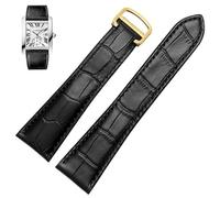 yeziu Cinturino In Vera Pelle Per Orologio Meccanico Cartier Tank Claire London Solo. Accessori.(Black- gold,22mm)