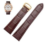 yeziu Cinturino In Vera Pelle Per Orologio Meccanico Cartier Tank Claire London Solo. Accessori.(Brown- gold,17mm)
