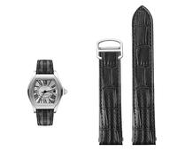 yeziu Cinturino per Orologio con Interfaccia A Sgancio Rapido per Cartier Roadster Series W6206018 con Cinturino con Fibbia Pieghevole(Black- Silver-B,19mm-Width)