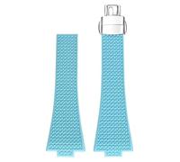 yeziu Cinturino per orologio FKM per Tissot PRX Series Super Player Convex Men Fluoro Cinturino in gomma con fibbia a farfalla Accessori(Light blue Clasp)