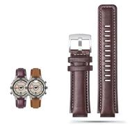 yeziu Cinturino per orologio in pelle convessa per Timex Compass T2n739 T2n720 T2n721(Brown silver buckle)