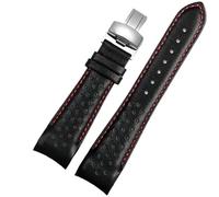 yeziu Cinturino per orologio in pelle di vacchetta con interfaccia curva per Mido Multifort M025.407 M025.627 M005.430(Black red-Silver,23mm)