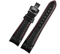 yeziu Cinturino per orologio in pelle di vacchetta con interfaccia curva per Mido Multifort M025.407 M025.627 M005.430(Black red-Black,23mm)