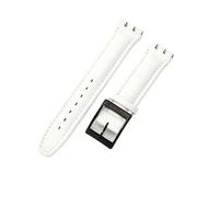 yeziu Cinturino per orologio in vera pelle per cinturini Swatch con interfacce concavo-convesse, catena per orologio(B whiteb,17mm)