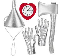 Yezmo 5 pezzi accessori per costume da Blechmann, ascia argentata, cappello a forma di cuore, spilla per adulti, per cosplay party