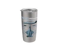 YF-23 Stealth Fighter Military Jet Spec Infografica Blu Bicchiere termico in acciaio inox doppia parete