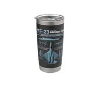 YF-23 Stealth Fighter Military Jet Spec Infografica Blu Bicchiere termico in acciaio inox doppia parete