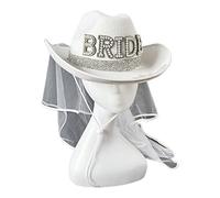 YFAFA Velo bianco da sposa per foto di nozze, costume scenico all'aperto donna ragazza cappello con lettera sposa Sunproof