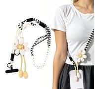YFAHEB Porta Cellulare da Collo, Cordino per Cellulare da Collo, laccio Resistente, Cordino Intrecciato con Fiori, Regolabile, Elegante Compatibile con tutti gli Smartphone