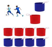 YFaith 10 Pezzi Fascia Capitano Calcio Bambino, Fascia da Capitano Calcio Elastico Regolabile, con Cordino e Toppe Adesive, Bracciali Rossi e Blu, per Rugby, Tennis, Basket (Piccolo)