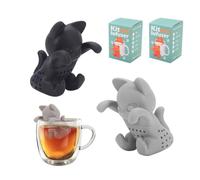 YFaith 2 Pezzi Filtro per Tisane, Forma di Gatto 3D, Filtro Tè Infusione Rimovibile, Silicone Filtri per Tisane Sfuse, Nero e Grigio, per Teiera, Tazza da Tè, Regali