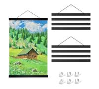 YFaith 3 Pezzi Stecche per Poster, 31 cm in Legno Cornice Poster, A3 Guida Magnetica per Poster con Cordino, con Chiodi, Porta Poster Magnetico per Opere D'arte, Poster e Foto, Nero