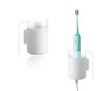 YFaith Portaspazzolino Elettrico, 2 Pezzi Porta Spazzolino Elettrico da Muro, Senza Perforazione Porta Spazzolino da Muro, Bianco, Foro Rotondo in Basso, per Bagno e Toilette