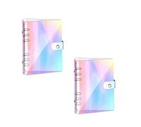 YFaith Raccoglitore ad Anelli A6, 2 Pezzi Colore Trasparente Ricaricabile Quaderno ad Anelli, 6 Anelli Raccoglitore Soldi per Risparmi con Bottoni, PVC Budget Planner per Quaderni, Album Fotografici