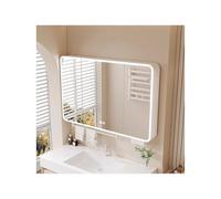 YFAURNDE Armadietto dei medicinali salvaspazio,pensile a specchio da bagno, Specchio argentato ad alta definizione/spazio di archiviazione/antiappannamento/illuminazione soffusa(White,90cm/35.4in)