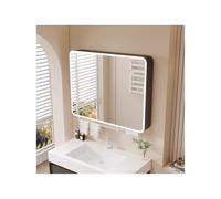 YFAURNDE Armadietto dei medicinali salvaspazio,pensile a specchio da bagno, Specchio argentato ad alta definizione/spazio di archiviazione/antiappannamento/illuminazione soffusa(Gray,60cm/23.6in)