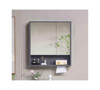 YFAURNDE Bagno con specchio, Mobiletto Specchiera,Con specchio/ampio spazio di archiviazione/accessori hardware/facile installazione/rifiuto del rumore(Gray,80cm/31.5in)