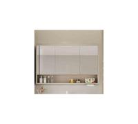 YFAURNDE Bagno con specchio, Mobiletto Specchiera,Con specchio/ampio spazio di archiviazione/accessori hardware/facile installazione/rifiuto del rumore(Cream Gray,90cm/35.4in)