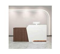 YFAURNDE Banchi di ricevimento,Bancone Cassa, banchi di reception con cassetto della tastiera,Aziende/negozi/centri commerciali che utilizzano più spazi(White walnut,LEFT_120CM)