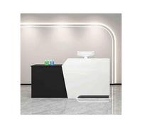 YFAURNDE Banchi di ricevimento,Bancone Cassa, banchi di reception con cassetto della tastiera,Aziende/negozi/centri commerciali che utilizzano più spazi(Black and white,LEFT_120CM)