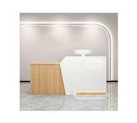 YFAURNDE Banchi di ricevimento,Bancone Cassa, banchi di reception con cassetto della tastiera,Aziende/negozi/centri commerciali che utilizzano più spazi(White wood,LEFT_120CM)