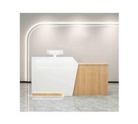 YFAURNDE Banchi di ricevimento,Bancone Cassa, banchi di reception con cassetto della tastiera,Aziende/negozi/centri commerciali che utilizzano più spazi(White wood,RIGHT_120CM)