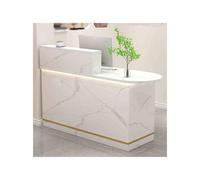 YFAURNDE Banco della reception,Piccola Reception, Reception Moderna,grande bancone della reception,Con cassetti, mobiletto portaoggetti, può essere utilizzato come banco da lavoro(White,RIGHT_120CM)