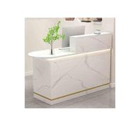 YFAURNDE Banco della reception,Piccola Reception, Reception Moderna,grande bancone della reception,Con cassetti, mobiletto portaoggetti, può essere utilizzato come banco da lavoro(White,LEFT_100CM)