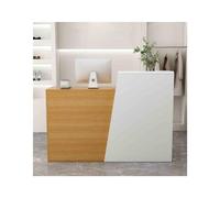 YFAURNDE Banco di vendita,reception tavolo bancone,banconi della reception,Comodo vano portaoggetti, hotel, salone di bellezza, cassiere di abbigliamento(Wood,LEFT_140CM/55.1IN)