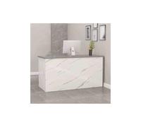 YFAURNDE Banco Reception Moderno, Bancone Casse con Cassetto, Banco Reception Ufficio, Bancone Negozio Cassa, Per hall/salone di bellezza/negozio(White Stone Grain-Gray,100cm)
