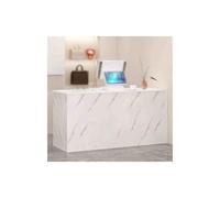 YFAURNDE Banco Reception Moderno, Bancone Casse con Cassetto, Banco Reception Ufficio, Bancone Negozio Cassa, Per hall/salone di bellezza/negozio(White Stone Grain-White,100cm)