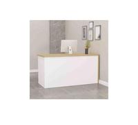 YFAURNDE Banco Reception Moderno, Bancone Casse con Cassetto, Banco Reception Ufficio, Bancone Negozio Cassa, Per hall/salone di bellezza/negozio(White-Wood Grain,80cm)