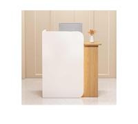 YFAURNDE Banco reception ufficio bancone,Bancone vendita banco di vendita, Bancone reception salvaspazio, adatto for aziende, negozi, hotel, negozi di abbigliamento(White and wood,80cm)