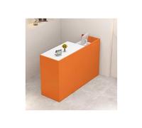 YFAURNDE Bancone Negozio Cassa,Banco della reception,Banco reception con cassetti chiudibili a chiave,Banco Reception Moderno, for azienda/caffetteria/catering/hall(Orange and white,RIGHT_90CM)