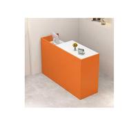 YFAURNDE Bancone Negozio Cassa,Banco della reception,Banco reception con cassetti chiudibili a chiave,Banco Reception Moderno, for azienda/caffetteria/catering/hall(Orange and white,LEFT_120CM)