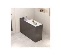 YFAURNDE Bancone Negozio Cassa,Banco della reception,Banco reception con cassetti chiudibili a chiave,Banco Reception Moderno, for azienda/caffetteria/catering/hall(Gray and white,LEFT_80CM)